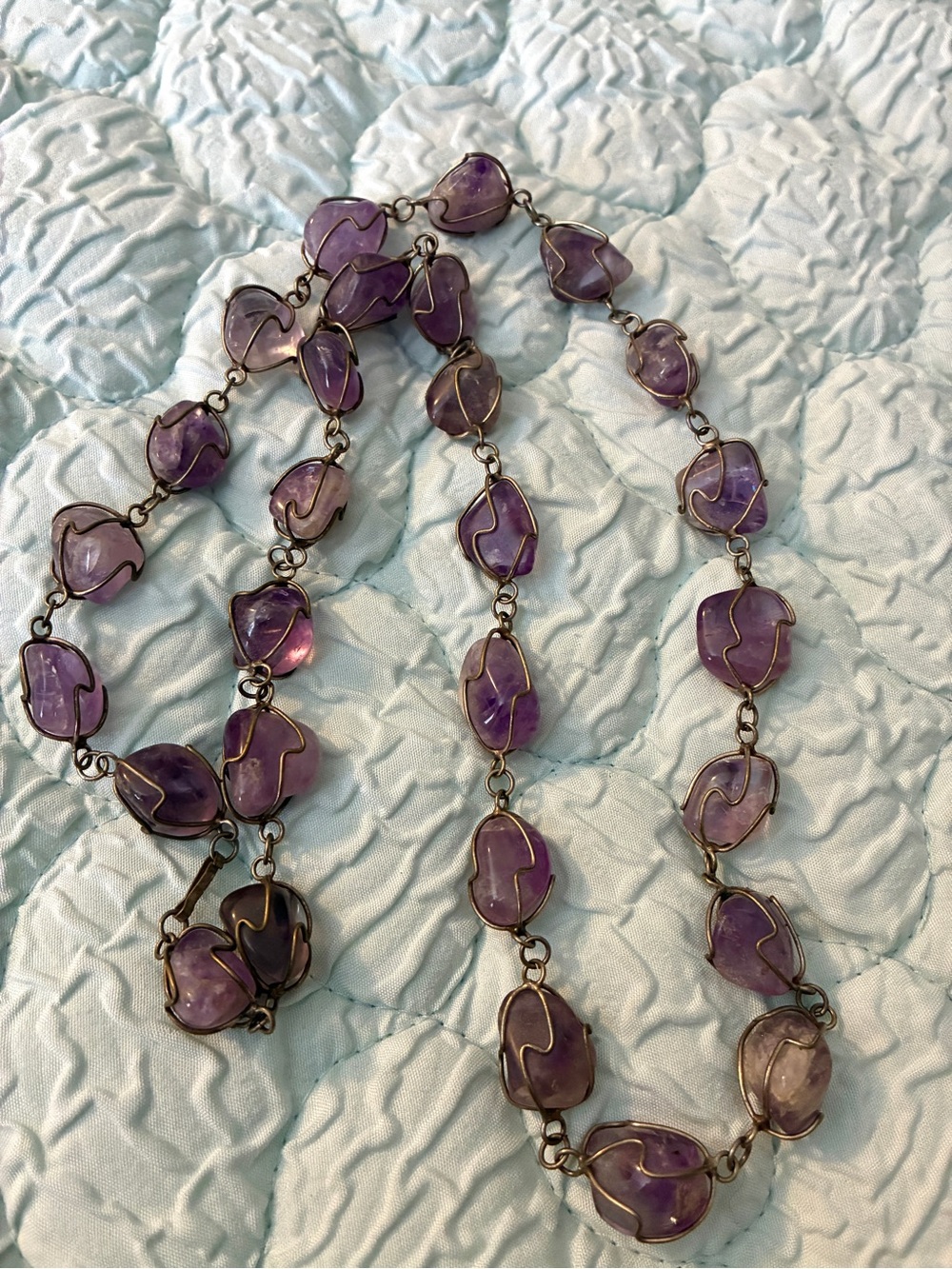 Vintage Amethyst Caged Silver 30” Necklace